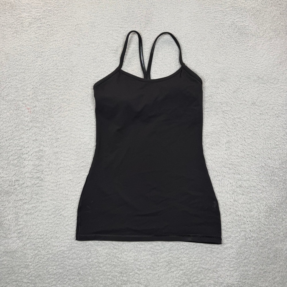 Lululemon Power Y Tank Top Black Size 4 Built-in Bra Racerback Yoga Camisole